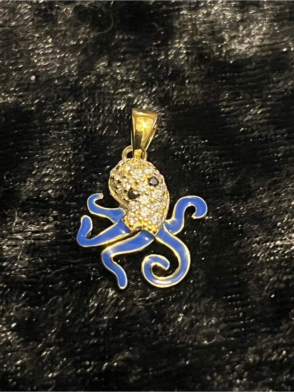 Octopus Pendant with Blue Enamel Tentacles